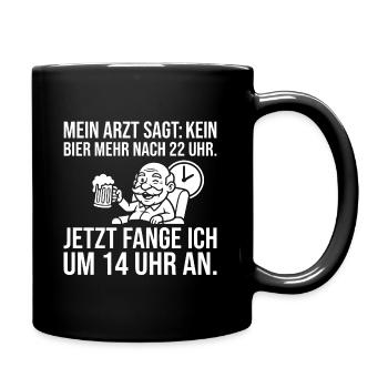Mein Arzt sagt kein Bier nach 22 Uhr - Opa Bier - Tasse einfarbig - Schwarz - Rechts