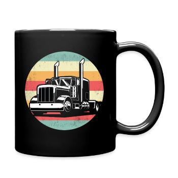 Retro Truck Lkw Fahrer Trucker Vintage Sunset - Tasse einfarbig - Schwarz - Rechts