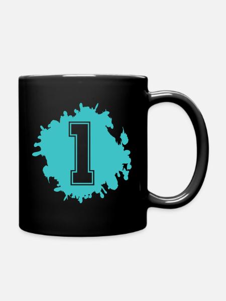 Einser Spritzer 1 Türkis - Tasse einfarbig - Schwarz