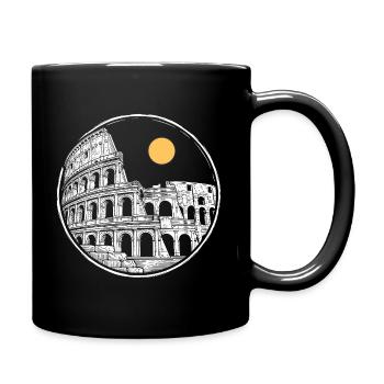 Das Kolosseum bei Vollmond - Tasse einfarbig - Schwarz - Rechts