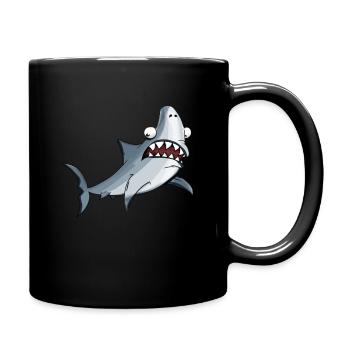 lustiger Haifisch - Tasse einfarbig - Schwarz - Rechts