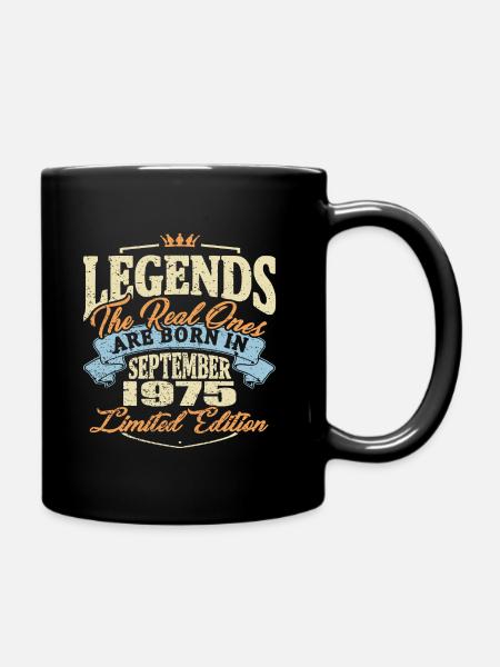 Real legends are born in september 1975 - Full Colour Mug - black