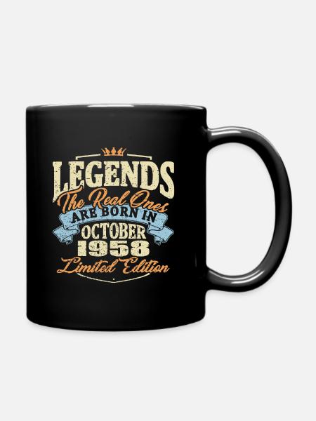 Real legends are born in october 1958 - Full Colour Mug - black