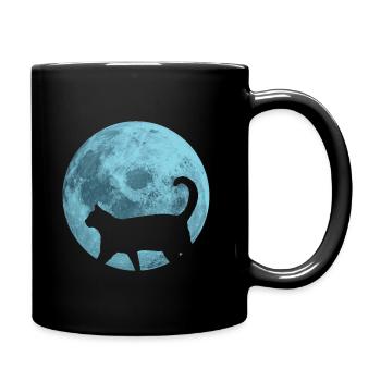 Chat pleine lune - Mug uni - noir - Droite