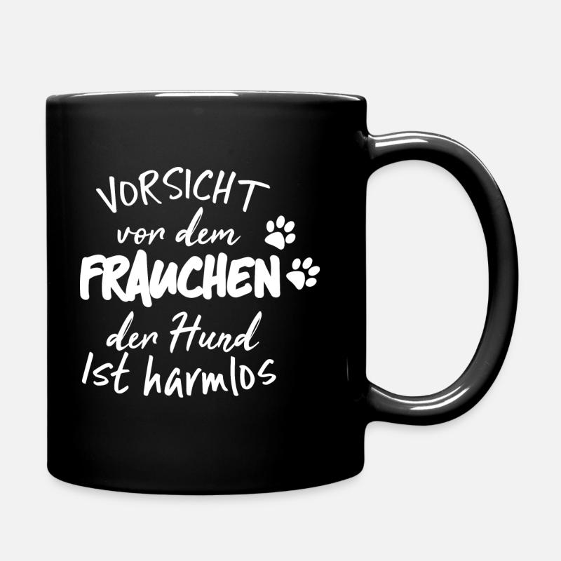 Vorsicht vor dem Frauchen der Hund - Tasse einfarbig - Schwarz