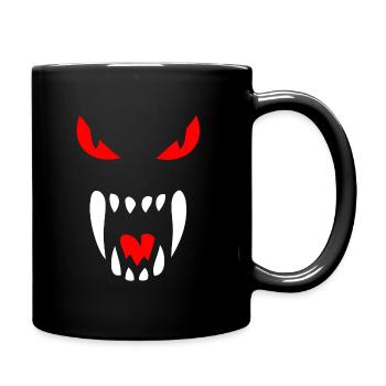 Loup-garou | Monstre yeux rouges crocs effrayant - Mug uni - noir - Droite