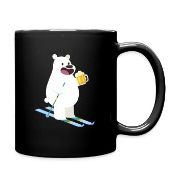 Bär Bier Süß Ski Winter Sport Geschenkidee - Tasse einfarbig - Schwarz - Rechts