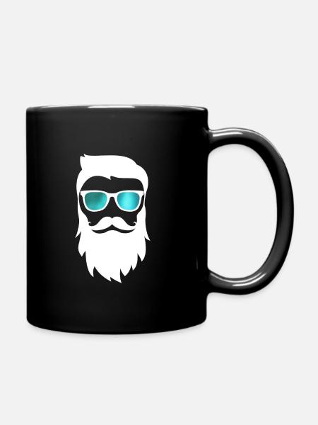 Hipper Santa with mirrored glasses - Full Colour Mug - black