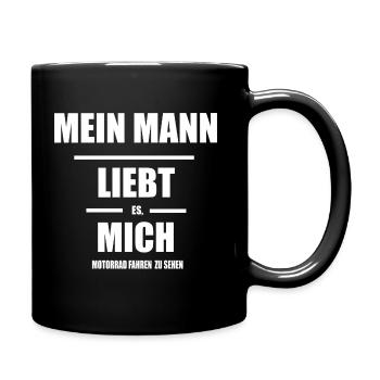 Mein Man liebt mich! - Tasse einfarbig - Schwarz - Rechts