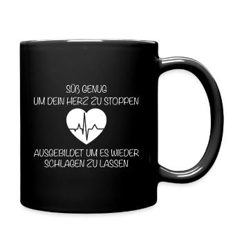Krankenschwester- Pflegerin süß genug - Tasse einfarbig - Schwarz - Rechts