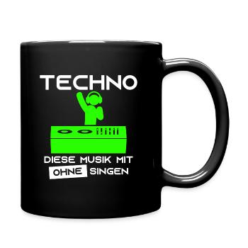 Techno - This music with no singing DJ headphones - Full Colour Mug - black - Right
