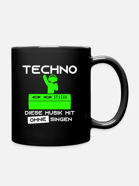 Techno - Diese Musik mit ohne singen-DJ Kopfhörer - Tasse einfarbig - Schwarz