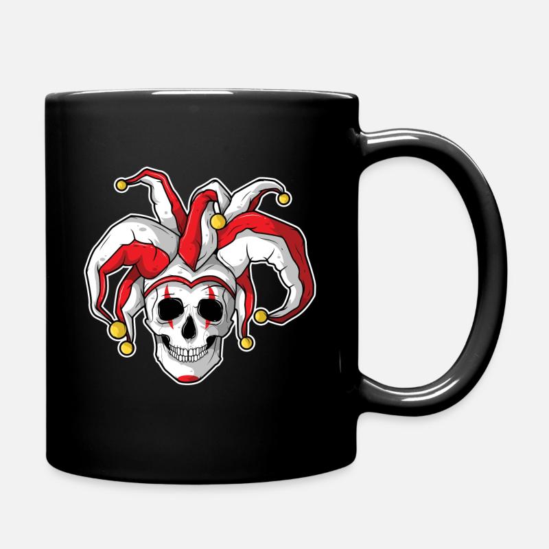 Totenkopf mit Narrenkappe - Tasse einfarbig - Schwarz