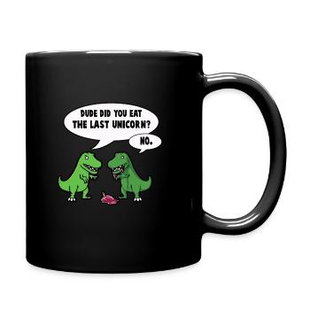 Geister-Tier: Dino T-rex Unicorn süß Geschenk - Tasse einfarbig - Schwarz - Rechts