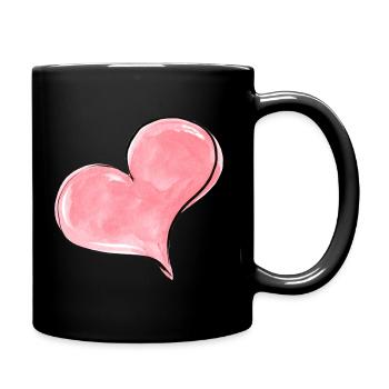 Herz - Tasse einfarbig - Schwarz - Rechts