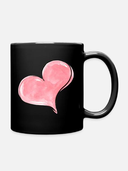 Herz - Tasse einfarbig - Schwarz