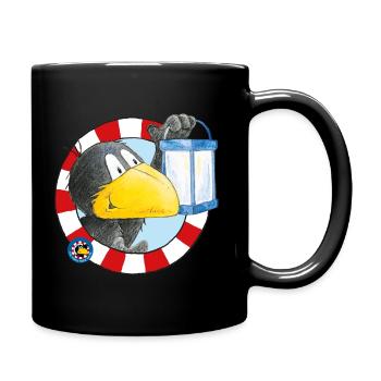 Der kleine Rabe Socke mit Laterne - Tasse einfarbig - Schwarz - Rechts