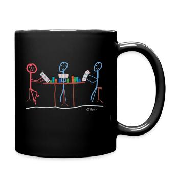 Poker Round Stick Figure, Stick Woman Card Game - Full Colour Mug - black - Right