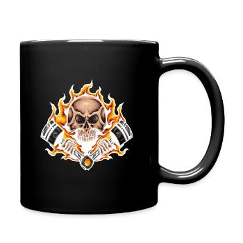 Crâne avec moteur moteur biker mécanicien - Mug uni - noir - Droite