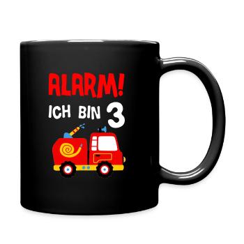 Feuerwehr 3 Jahre Geburtstagsgeschenk - Tasse einfarbig - Schwarz - Rechts