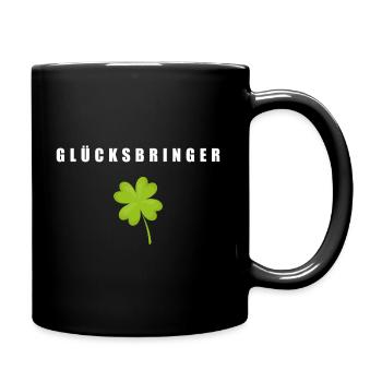 Glücksbringer Kleeblatt - Tasse einfarbig - Schwarz - Rechts