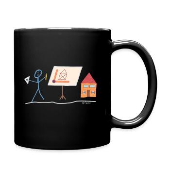 Bauzeichner Strichmännchen Planer Konstrukteur Job - Tasse einfarbig - Schwarz - Rechts