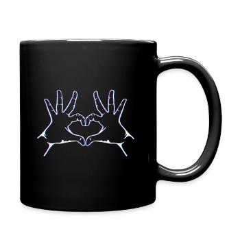 hand heart gesture - Full Colour Mug - black - Right