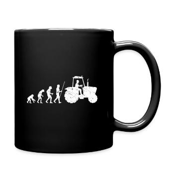 Traktor Evolution Bauer Landwirt Farmer Geschenk - Tasse einfarbig - Schwarz - Rechts