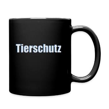 Schriftzug Tierschutz - Tasse einfarbig - Schwarz - Rechts