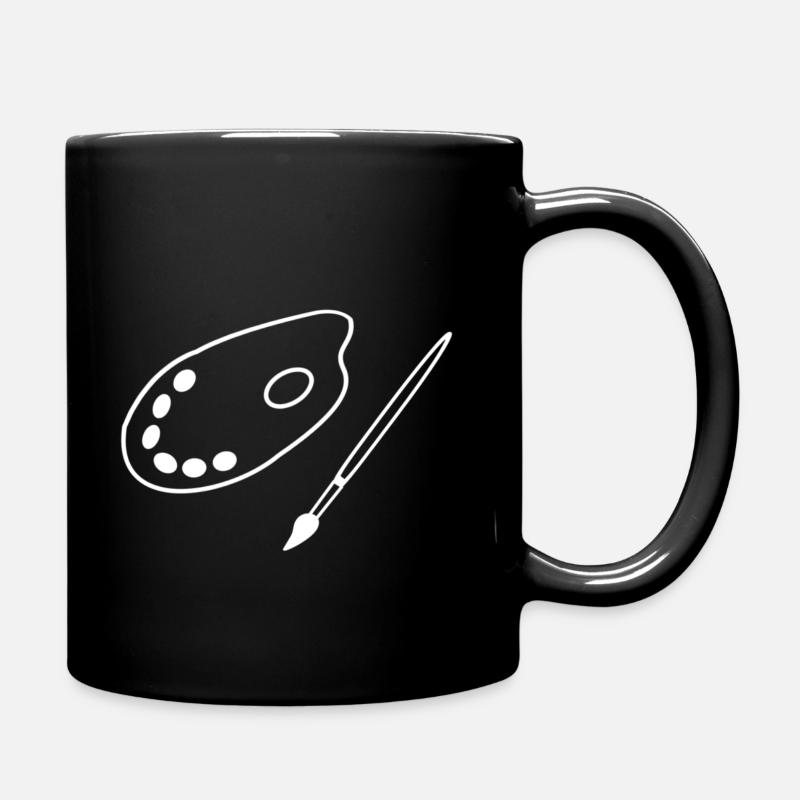 Brush with color palette - Full Colour Mug - black