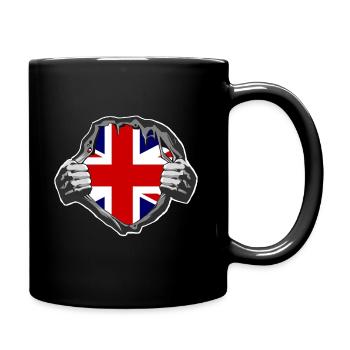 England Ripped Shirt, GB Flag Shirt Humor Fun - Full Colour Mug - black - Right