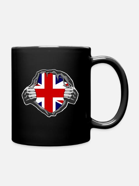 England zerrissenes Hemd,GB Flag Shirt Humor Fun - Tasse einfarbig - Schwarz