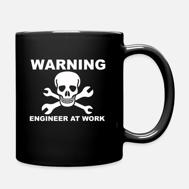 Warning, engineer at work - Tasse einfarbig - Schwarz