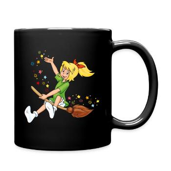 Bibi Blocksberg auf Kartoffelbrei Sternchen - Tasse einfarbig - Schwarz - Rechts
