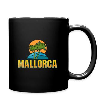 Mallorca, Strand, Insel, Urlaub, Geschenk - Tasse einfarbig - Schwarz - Rechts