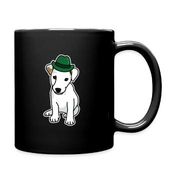 Jack Russell with hat, dog, cartoon, funny, cute - Full Colour Mug - black - Right