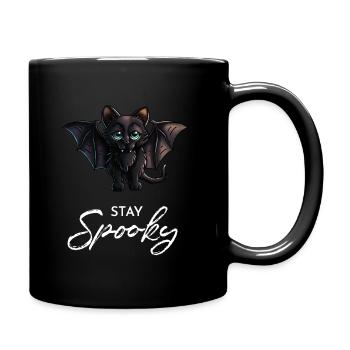Stay Spooky Slogan Cute Vampire Black Bat Cat - Full Colour Mug - black - Right