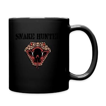 Schlangenfänger,snake hunter,Jäger Schlange Reptil - Tasse einfarbig - Schwarz - Rechts