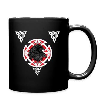 Kelten Schild,celtic,Rabe Shirt,Wikinger Geschenk - Tasse einfarbig - Schwarz - Rechts