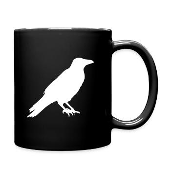 Krähe - Rabe - Vogel Silhouette - Tasse einfarbig - Schwarz - Rechts
