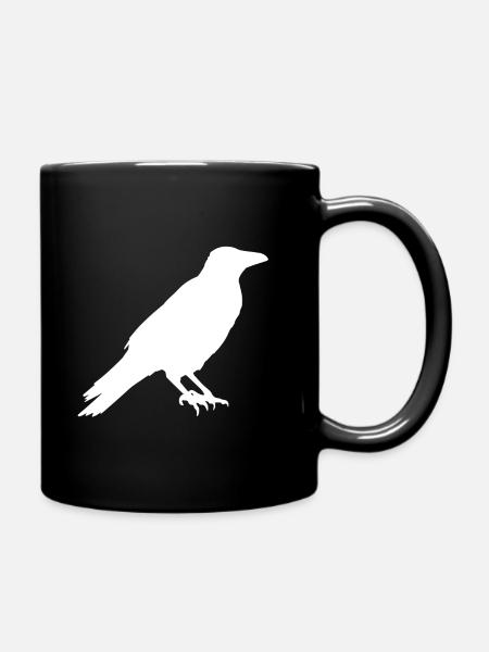 Corbeau - corbeau - silhouette oiseau - Mug uni - noir