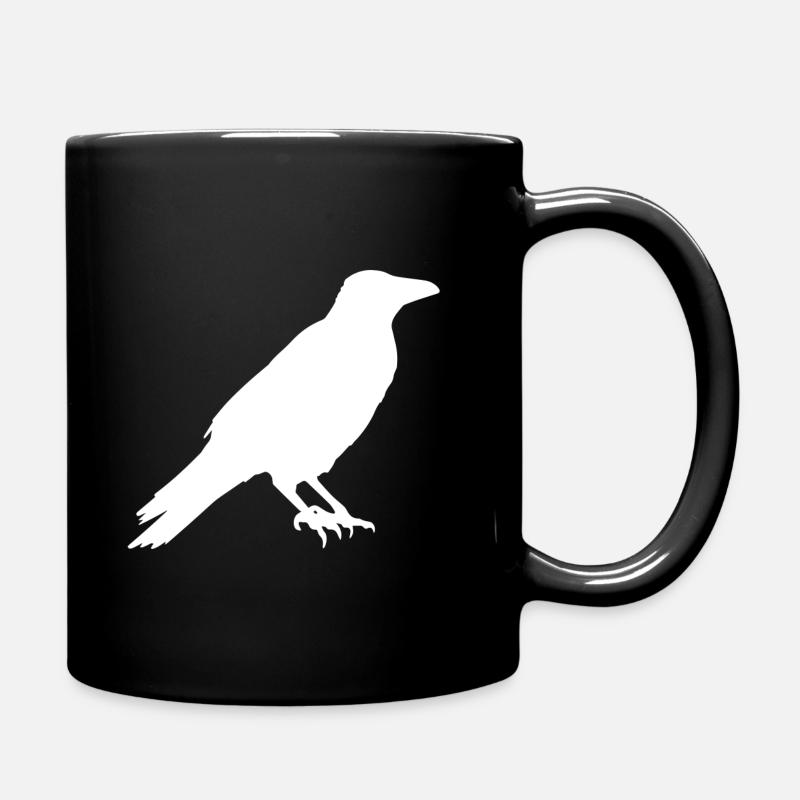 Krähe - Rabe - Vogel Silhouette - Tasse einfarbig - Schwarz
