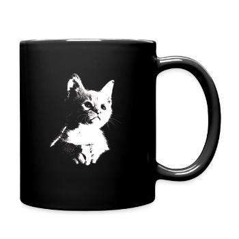 Kätzchen, Katze, Miau, Meow, Silhouette - Tasse einfarbig - Schwarz - Rechts
