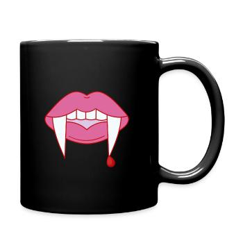 Vampire Girl With Lipstick Bloody Lips - Tasse einfarbig - Schwarz - Rechts