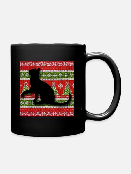 Christmas Cats Cats Cats - Full Colour Mug - black