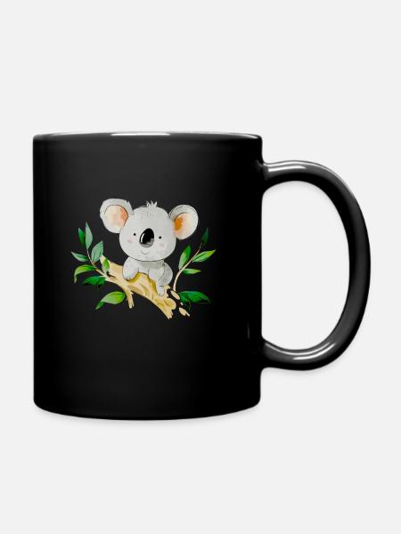 Koala ours mange bambou koala ours assis sur l’arbre - Mug uni - noir