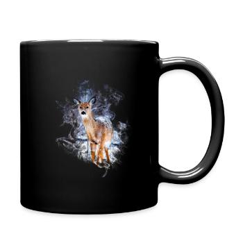 Deer kid in the snow covered forest - Full Colour Mug - black - Right