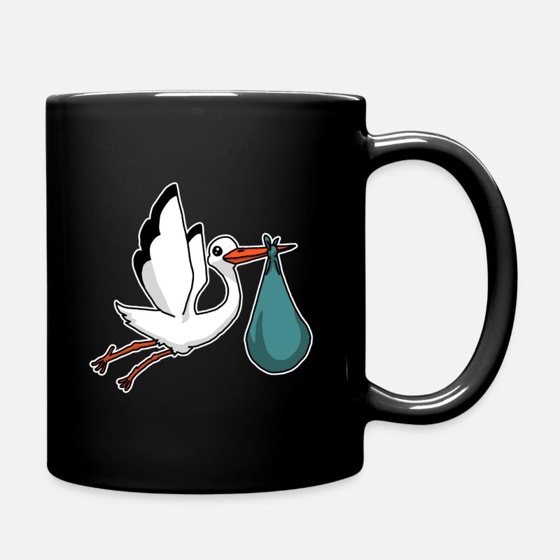 Cigogne, cigogne blanche, bébé, grossesse - Mug uni - noir