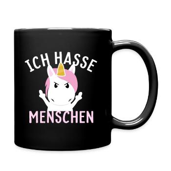 Ich hasse Menschen - Tasse einfarbig - Schwarz - Rechts
