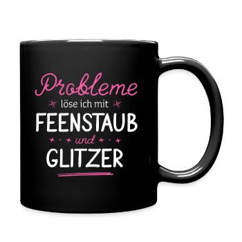 Feenstaub und Glitzer - Tasse einfarbig - Schwarz - Rechts